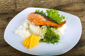 Roasted salmon steak