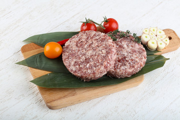 Raw burger cutlet