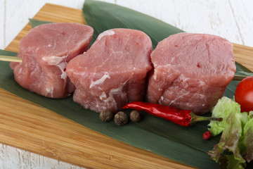 Raw pork fillet mignon