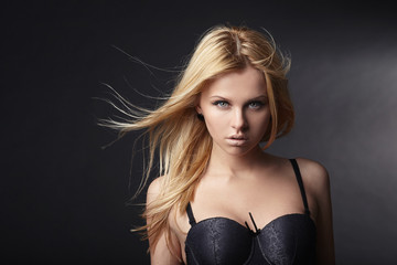 beautiful sexy blond girl studio shot