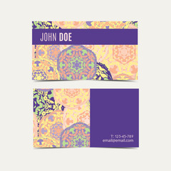 Template business cards with oriental Islamic mandala  pattern.