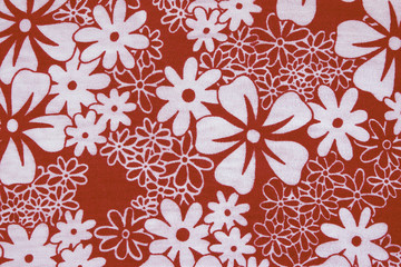 Background texture red fabric floral pattern.