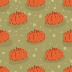 Big ripe pumpkin vector. Seamless pattern background pumpkin.