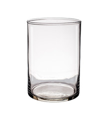 Clear glass vase isolated on a white background