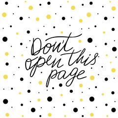 Cute hand drawn postcard with black and golden polka dots