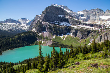 Obrazy na Szkle  Park narodowy Glacier góry i jeziora Montana