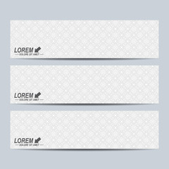 Grey set of vector banners. Background with gray circles. Web banners, card, vip, certificate, gift, voucher. Modern business stylish design