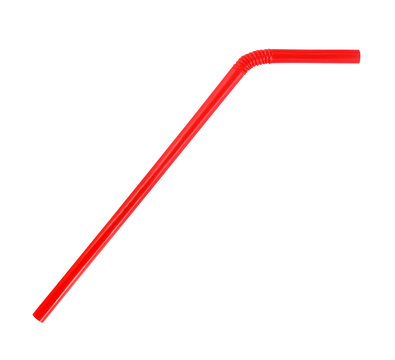 Red straw on white background