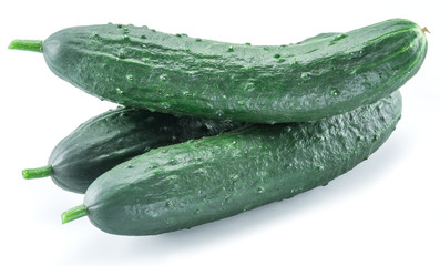 Cucumbers on the white background.