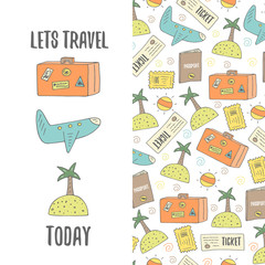 Cute hand drawn doodle travel postcard