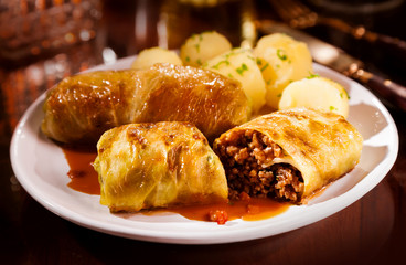 Cabbage rolls with savory mince stuffing