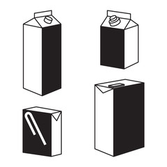 Juice milk blank white carton boxes packages isolated icons vector