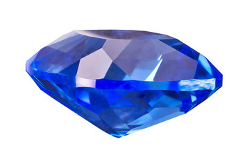 blue sapphire side view on white
