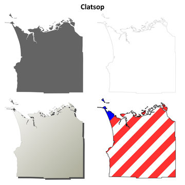 Clatsop County, Oregon Outline Map Set