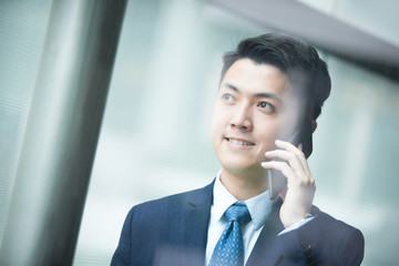 Businessman talking on smart phone