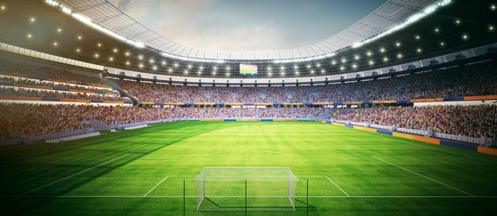 Fussball Stadion am Nachmittag - soccer stadium at the afternoon - obrazy, fototapety, plakaty