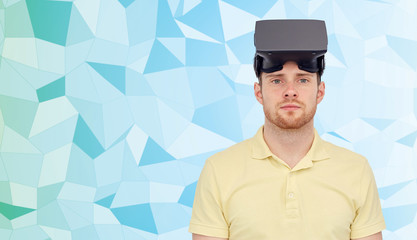 man in virtual reality headset or 3d glasses