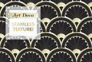 VECTOR eps 10. Art deco geometric Seamless pattern in black gold colors. Gold and silver print
