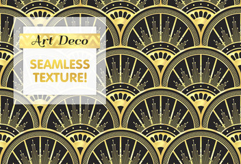 VECTOR eps 10. Art deco geometric Seamless pattern in black gold colors. Gold and silver print
