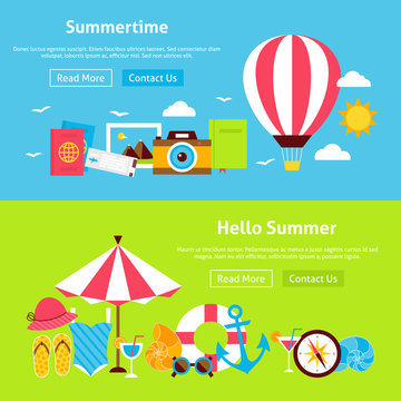 Summer Time Flat Website Banners Set
