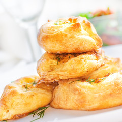 baked pies with mozzarella and dill