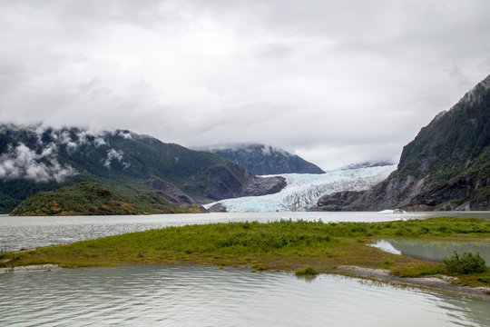 Mendenhall Glacier and Lake in Juneau, Alaska, USA summer