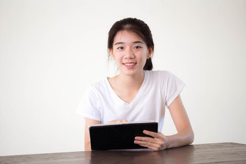 asia thai china student university beautiful girl using her tablet