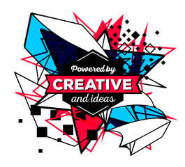 Vector illustration of colorful red and blue abstract compositio