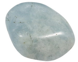 blue quartz pebble isolated on a white background