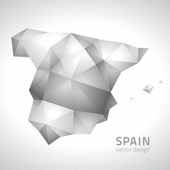 Spain grey vector polygonal map
