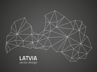 Latvia grey vector contour map - obrazy, fototapety, plakaty