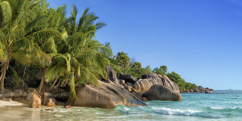 panoramic view of anse lazio beach praslin island seychelles