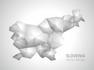 Slovenia grey vector polygonal map