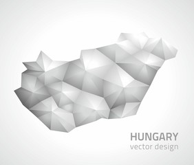 Hungary polygonal grey vector map