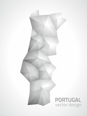 Portugal polygonal grey and silver vector map