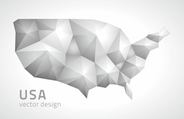 USA gray vector polygonal map