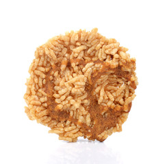 Rice crackers on white background.