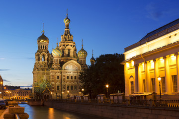 Obraz premium Church of the Savior on Blood at night, Saint-Petersburg, Russia