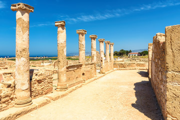 Temple columns. Paphos, Cyprus. Kato Paphos Archaeological Park. 