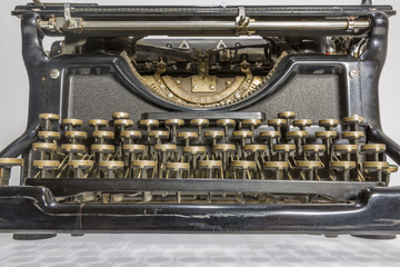 antique typewriter on White background
