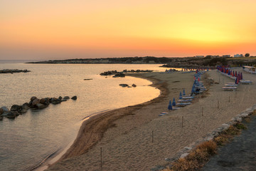 Coral Bay beach at sunset, Paphos, Cyprus
