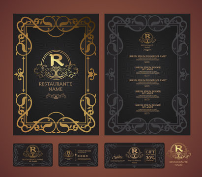Vector restaurant menu template and symbol.