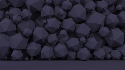 
Black abstract 3d background with room, floor and wall polygons