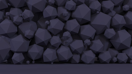 
Black abstract 3d background with room, floor and wall polygons