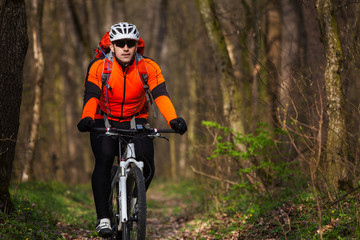 Mountain Bike cyclist riding single track