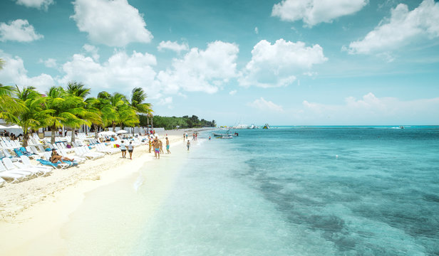 Beautiful sandy beach on Cozumel island, Mexico