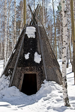Evenki tent in the ethnographic museum Taltsy