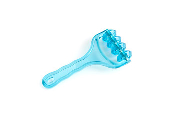 massage roller blue on a white background