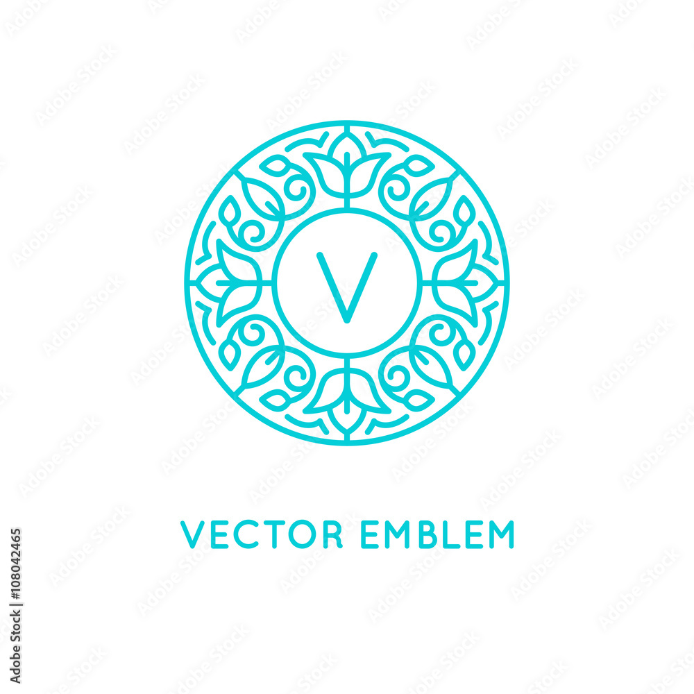 Poster vector logo design template and monogram concept in trendy linea