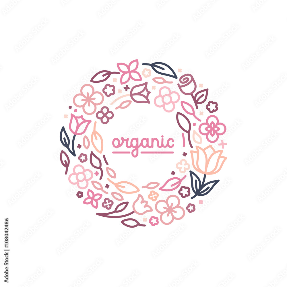 Poster vector logo design template and monogram concept in trendy linea